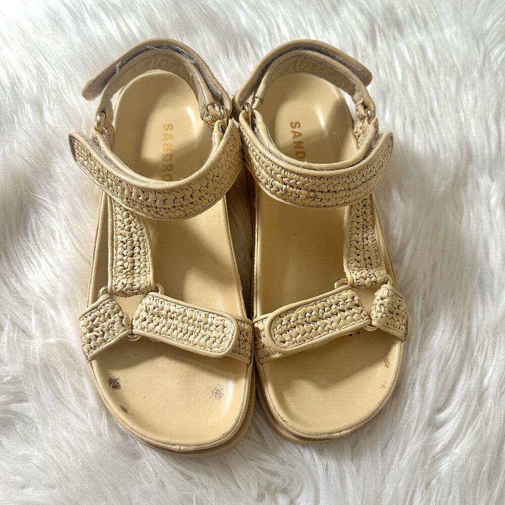 Sandro Braided Raffia Sandals Sz 7.5